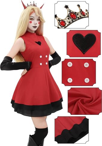DAZCOS Cosplay Costume Red Dress Suit with Bustle for Women Full Set Outfits for Halloween Christmas in Saudi Arabia