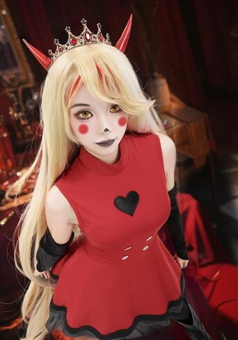 DAZCOS Cosplay Costume Red Dress Suit with Bustle for Women Full Set Outfits for Halloween Christmas in Saudi Arabia