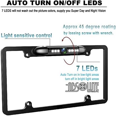 Absolute CAM2100S Chrome License Plate Backup Camera Front Rear View Reverse Camera in Kuwait