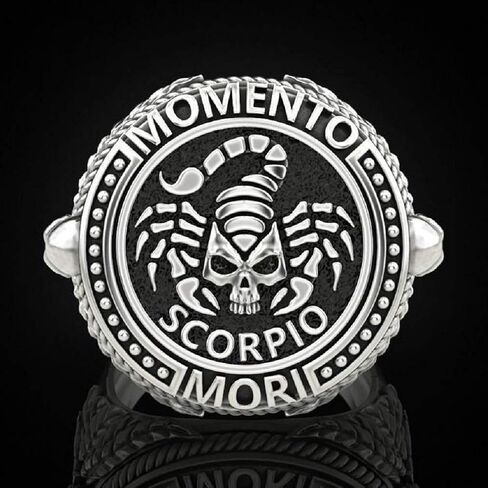 PikaLF Scorpion Ring for Men, Gothic Scorpion Skull Ring, Vintage Scorpio Zodiac Constellation Ring, Retro Scorpion Totem Amulet Ring, Halloween Biker Rings, Punk Animal Skull Jewelry in Saudi Arabia