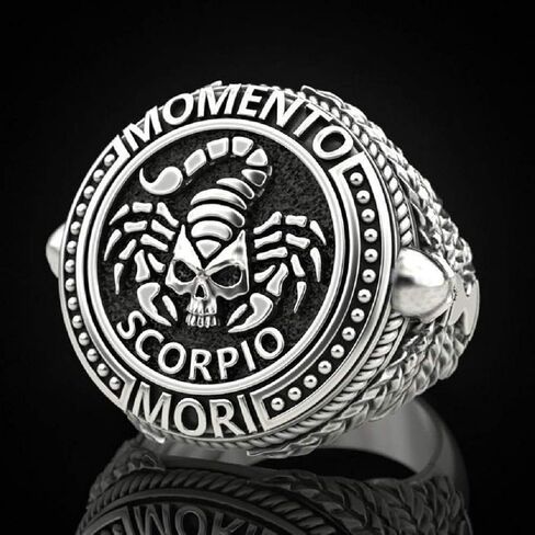 PikaLF Scorpion Ring for Men, Gothic Scorpion Skull Ring, Vintage Scorpio Zodiac Constellation Ring, Retro Scorpion Totem Amulet Ring, Halloween Biker Rings, Punk Animal Skull Jewelry in Saudi Arabia