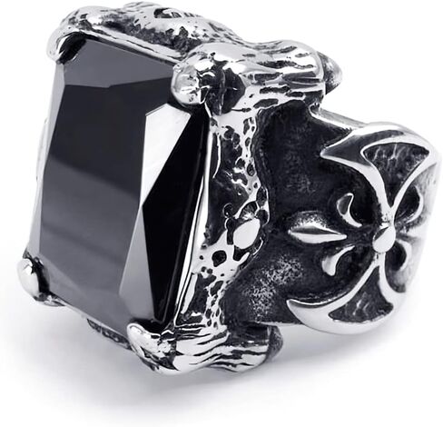BAVIPOWER Viking Dragon Claw Axe Gem Stone Ring Stainless Steel Asatru Pagan Protection Jewelry for Mens Womens in Saudi Arabia