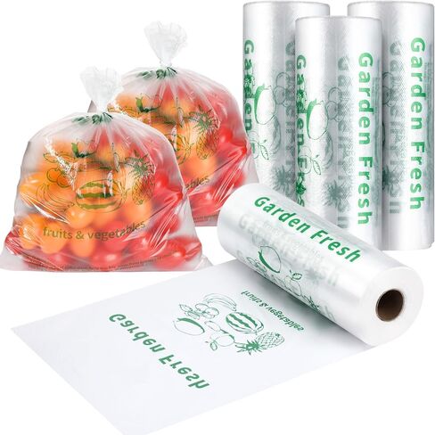 1000 Pcs Plastic Produce Bags Narrow Profile Bags 10 x 15 Inches Clear HDPE Produce Bags for Grocery Food Vegetable Storage, 2 Rolls in Saudi Arabia