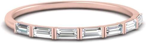 Fascinating Diamonds 3/8 Carat 14K Gold Lab Grown Baguette Cut Diamond Bar Set Thin Women Wedding Band (VS1-VS2 Clarity, E-F-G Color, 0.40 Ctw) in Kuwait