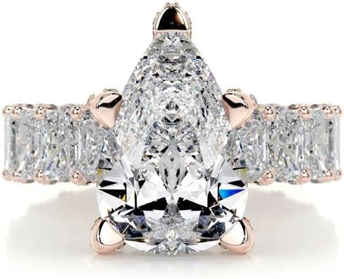 3CT-6CT Pear Cut Hidden Halo Pave Engagement Ring Solitaire Handmade Wedding Ring for Women Anniversary Promise Gifts for Her Moissanite in Saudi Arabia