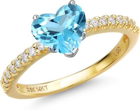 Gem Stone King خاتم خطوبة من الألماس على شكل قلب من الذهب عيار 14 قيراط على شكل قلب وحجر كريم من الأحجار الكريمة في المختبر | شكل قلب 8 ملم ودائري 1.3 ملم | وعد الذكرى السنوية لخاتم الذهب للنساء | مقاس 5 إلى 9 in Saudi Arabia