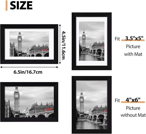 Fixwal 4x6 Picture Frame Set of 6 with Shatter Resistant Plastic Glass, Thin Border and Light Weight Photo Frames for Wall or Tabletop Display, Black in Kuwait