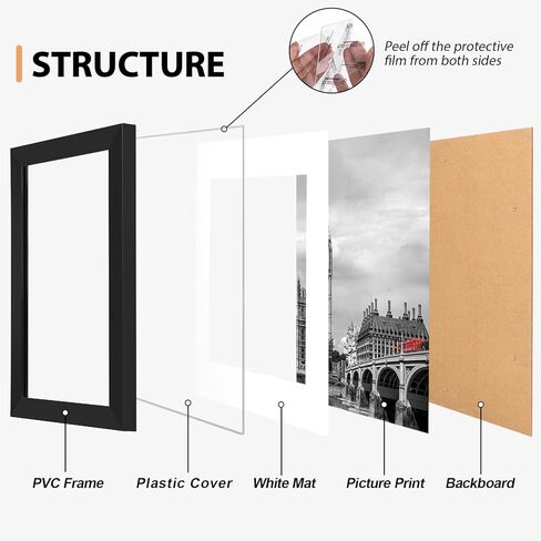 Fixwal 4x6 Picture Frame Set of 6 with Shatter Resistant Plastic Glass, Thin Border and Light Weight Photo Frames for Wall or Tabletop Display, Black in Kuwait