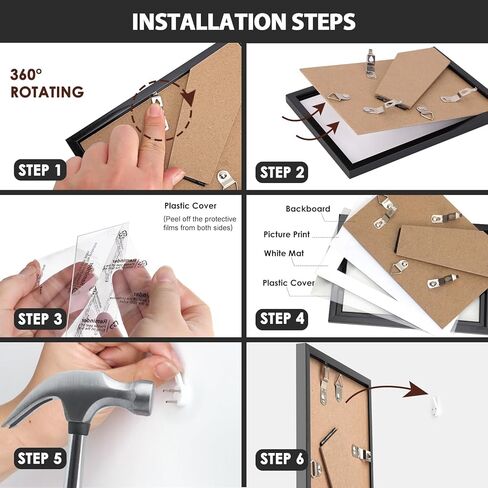 Fixwal 4x6 Picture Frame Set of 6 with Shatter Resistant Plastic Glass, Thin Border and Light Weight Photo Frames for Wall or Tabletop Display, Black in Kuwait