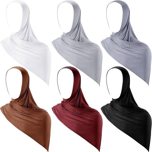 Handepo Instant Hijab Jersey Hijab for Women Muslim Head Scarf Lightweight Long Soft Hijab Shawl Stretch Scarf Wrap (Multicolor,6 Pcs) in Saudi Arabia