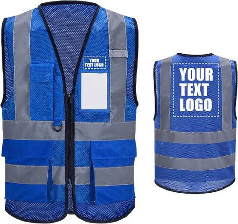 High Vis Safety Vest Reflective Strips, Multi-Pocket Design, Available in Yellow,Orange,black,Pink,blue,Red,purple in Saudi Arabia