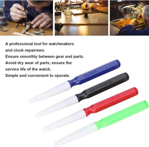 4Pcs Pen Oiler, Plastic Watch Oiler Kit, Portable Watch Oil Pen Kit with Protective Cover, Professional Watches Lubricant Oilers with Carbon Steel Tips for Watchmakers in Kuwait
