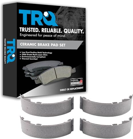 TRQ Rear Parking Brake Shoe Set Compatible with 2003-2006 Dodge Sprinter 2500 2002-2006 Freightliner 2002-2008 Mercedes-Benz G500 2003-2011 G55 AMG 2009-2018 G550 2013-2018 G63 AMG 2016-2018 G65 AMG in Saudi Arabia