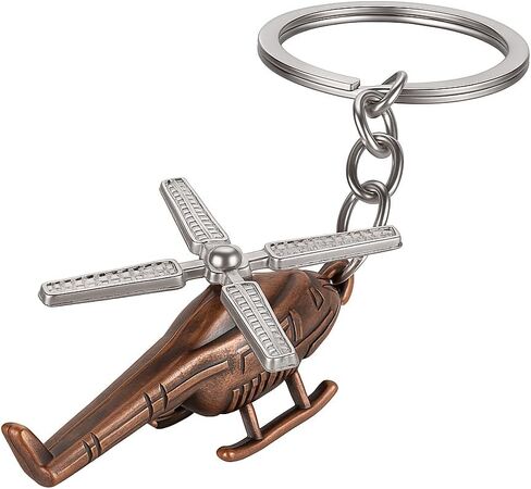 Helicopter Keychains – Vintage Bronze & Silver Tone Bag Charms for Aviation Enthusiasts, Realistic Mechanical Key Chains Gifts for Pilots & Retro Style Lovers in Kuwait
