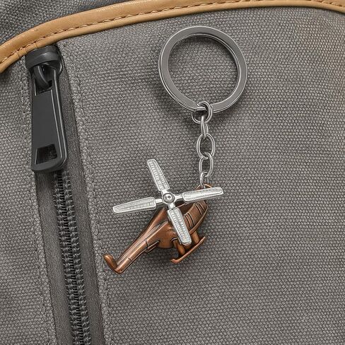 Helicopter Keychains – Vintage Bronze & Silver Tone Bag Charms for Aviation Enthusiasts, Realistic Mechanical Key Chains Gifts for Pilots & Retro Style Lovers in Kuwait