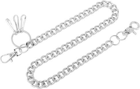 سلسلة المحفظة، حزام سلسلة سراويل الجينز الشرير، سلسلة مفاتيح محفظة معدنية للنساء والرجال، سلاسل سراويل القوطي بحزام مشبك دائري لراكبي الدراجات النارية in Kuwait