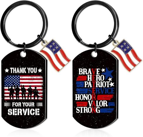 Veterans Day Gifts Keychain - Thank You Military Gifts for Men, Appreciation Retirement Keychain for Army Navy Air Force Veteran, American Flag Patriotic Key Ring Veterans Day Decorations in Kuwait