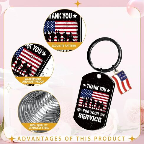 Veterans Day Gifts Keychain - Thank You Military Gifts for Men, Appreciation Retirement Keychain for Army Navy Air Force Veteran, American Flag Patriotic Key Ring Veterans Day Decorations in Kuwait