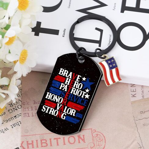 Veterans Day Gifts Keychain - Thank You Military Gifts for Men, Appreciation Retirement Keychain for Army Navy Air Force Veteran, American Flag Patriotic Key Ring Veterans Day Decorations in Kuwait