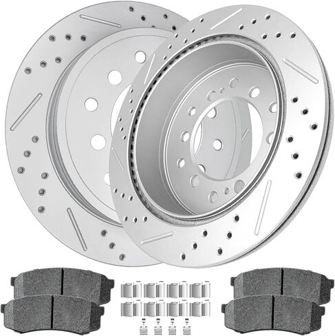 Ceramic Brake Pads and Rotors Kit Rear Drilled Slotted Vented Rotors & Brakes for 2010 2011 2012 2013 2014 2015 2016 2017 2018 2019 2020 2021 Lexus Gx460 Toyota 4Runner 2010-2014 Fj Cruiser in Kuwait