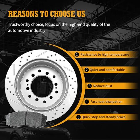Ceramic Brake Pads and Rotors Kit Rear Drilled Slotted Vented Rotors & Brakes for 2010 2011 2012 2013 2014 2015 2016 2017 2018 2019 2020 2021 Lexus Gx460 Toyota 4Runner 2010-2014 Fj Cruiser in Kuwait