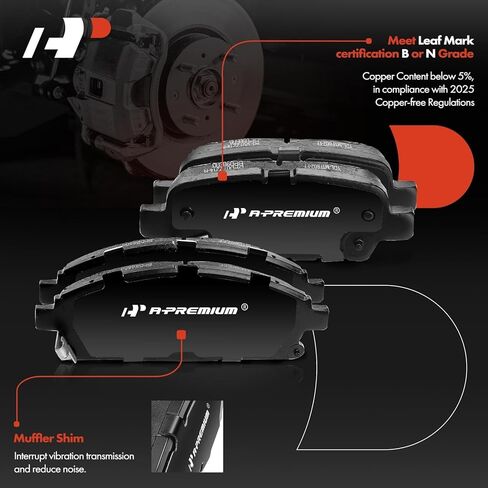 A-Premium Front and Rear Drilled and Slotted Disc Brake Rotors + Ceramic Pads Kit Compatible with Select Nissan Models - Quest 2004-2009/2011-2017, 12-PC Set in Saudi Arabia