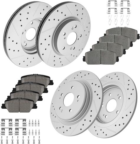 Front and Rear Drilled & Slotted Disc Brake Rotors Ceramic Brake Pads Kit for 2017-2019 Honda CR-V, 2020-2022 CR-V GAS in Kuwait