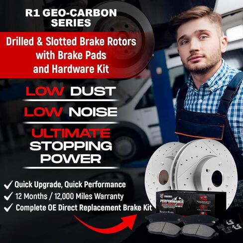 R1 Concepts Front and Rear Brakes and Rotors| Hardware Included| Front and Rear Off-Road Brake Pads and Rotors Kit| Fits 2007-2009 Chrysler Aspen, Dodge Durango; 2006-2010 Dodge Ram 1500 in Saudi Arabia