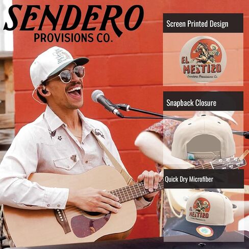 Sendero Provisions Co. قبعة El Mestizo Snapback قابلة للتعديل بتصميم مطبوع (أبيض/كحلي) - مقاس واحد in Saudi Arabia