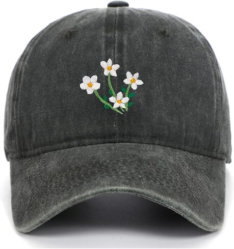 Women's Vintage Floral Hat Wash Cotton Adjustable Dad Embroidered Baseball Cap for Men in Saudi Arabia