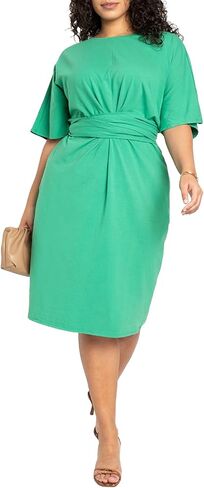 ELOQUII Women's Plus Size Cross Front Flutter Sleeve Dress in Saudi Arabia