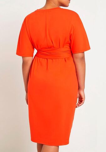 ELOQUII Women's Plus Size Cross Front Flutter Sleeve Dress in Saudi Arabia