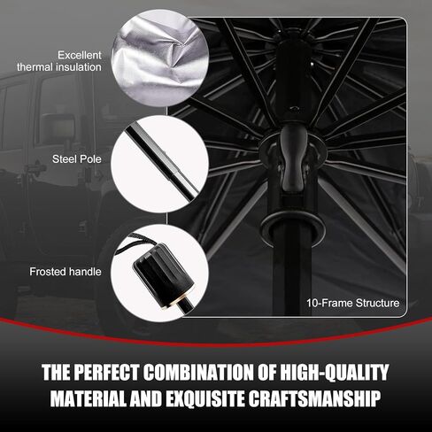 Pack-1 Car Windshield Sun Shade Umbrella, 55" x 31" Foldable Windshield Sun Shield Shade, Universal Dashboard Protective Umbrella, Keeps Vehicle Cool for Cars SUV Truck (Silver) in Saudi Arabia
