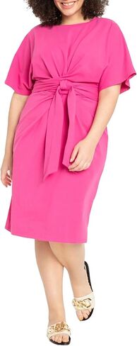 ELOQUII Women's Plus Size Cross Front Flutter Sleeve Dress in Kuwait