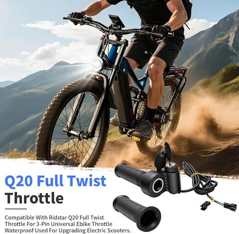 Q20 خنق كامل تويست متوافق مع Ridstar Q20 خنق كامل تويست لخنق Ebike العالمي 3-Pin مقاوم للماء يستخدم لترقية الدراجات البخارية الكهربائية. in Kuwait
