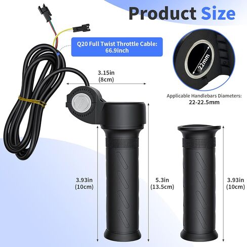 Q20 خنق كامل تويست متوافق مع Ridstar Q20 خنق كامل تويست لخنق Ebike العالمي 3-Pin مقاوم للماء يستخدم لترقية الدراجات البخارية الكهربائية. in Kuwait