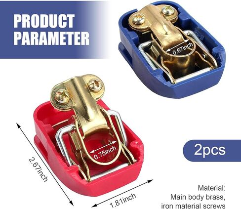 قطعتان من موصلات أطراف البطارية سريعة الفك، مشابك أطراف البطارية الإيجابية والسلبية، غطاء بلاستيكي أحمر (+) وأزرق (-)، عالمي للسيارة والشاحنات وRV (أزرق وأحمر) in Kuwait