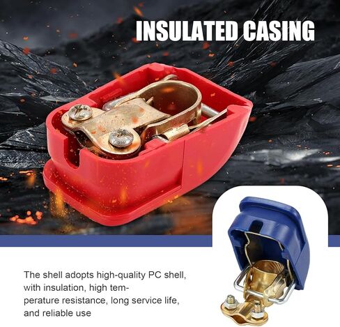 قطعتان من موصلات أطراف البطارية سريعة الفك، مشابك أطراف البطارية الإيجابية والسلبية، غطاء بلاستيكي أحمر (+) وأزرق (-)، عالمي للسيارة والشاحنات وRV (أزرق وأحمر) in Kuwait