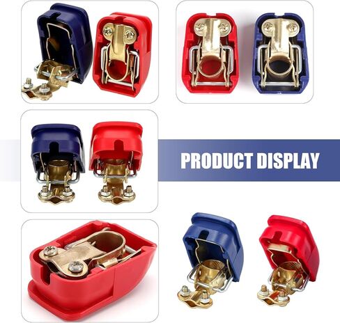 قطعتان من موصلات أطراف البطارية سريعة الفك، مشابك أطراف البطارية الإيجابية والسلبية، غطاء بلاستيكي أحمر (+) وأزرق (-)، عالمي للسيارة والشاحنات وRV (أزرق وأحمر) in Kuwait