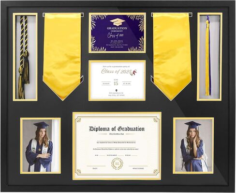 Graduation Shadow Box Frame for 8.5x11 Diploma & 4x6 Photo with Graduation Cap & Tassel Holder Class of 2024 2025 Wood Display Case in Saudi Arabia
