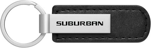 iPick Image for Chevrolet Suburban PU Leather Strap Silver Metal Bar Key Chain - Official Licensed in Saudi Arabia