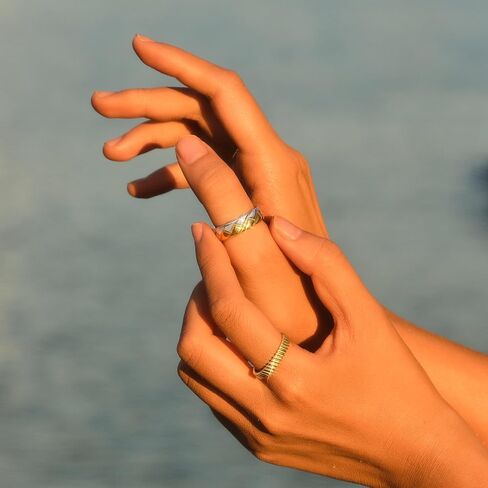 STORYJEWELLERY Chunky Rings, Mixed Metal Ring, Two Tone Ring Bands for Women, Silver and Gold Plated Statement Rings, Gifts for Women in Saudi Arabia