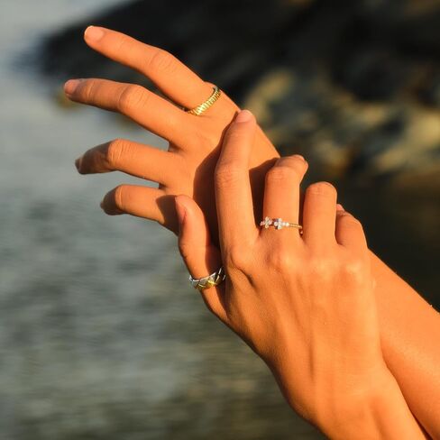 STORYJEWELLERY Chunky Rings, Mixed Metal Ring, Two Tone Ring Bands for Women, Silver and Gold Plated Statement Rings, Gifts for Women in Saudi Arabia