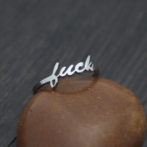 Eilygen Inspirational Gift Fuck Ring Fuck Off Ring Stainless Steel Adjustable Ring for Women Girls in Kuwait