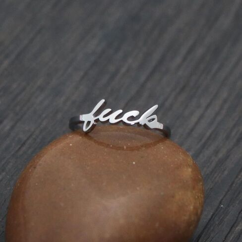 Eilygen Inspirational Gift Fuck Ring Fuck Off Ring Stainless Steel Adjustable Ring for Women Girls in Kuwait