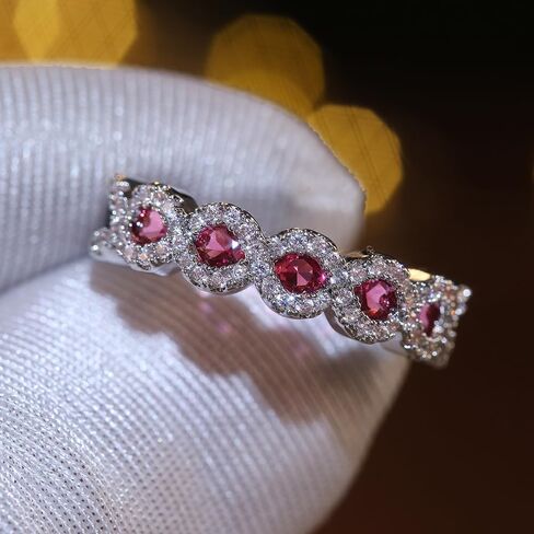 Gorgeous Bright Red Zirconia Finger Rings for Women Anniversary Party Accessories in Saudi Arabia