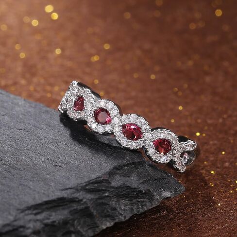 Gorgeous Bright Red Zirconia Finger Rings for Women Anniversary Party Accessories in Saudi Arabia