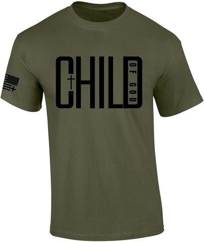 تي شيرت رجالي من شركة Trenz Shirt Company، تي شيرت بأكمام قصيرة مطبوع عليه Child of God Cross in Saudi Arabia