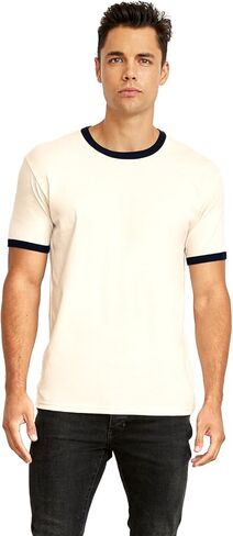 The Next Level Unisex Fine Jersey Ringer Tee (3604) Natural/Black, XS in Kuwait