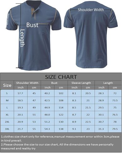 Men's Henley Shirts Short Sleeve Business Casual Cotton T-Shirt Classic Button Basic Stylish Tees Tops with Pocket in Saudi Arabia